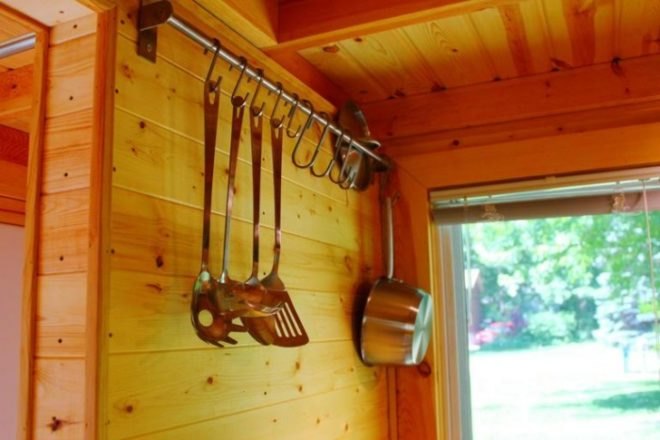 Orange Tiny Home, Vagavond, Vagavond Dwellings, yakisugi exterior, off-grid cabins, energy efficient, solar hot water heater, Oregon Shepherd brand natural wool insulation, architecture, tiny homes, micro homes,