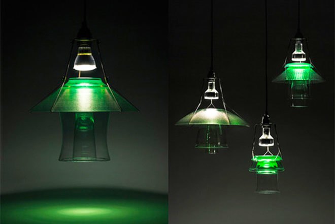 Ma'ayan Pesach, Sander Wassink, recycled glassware, Stacked Lights, Design Academy of Eindhoven, assorted glass, recycled lamps, green products, green lighting, milan design week 2014