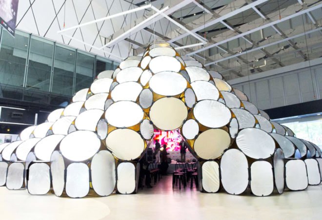 pop-up habitat, Repurposed materials, reflective panels, Architizer A+Awards, Temporary Structures, pop-up installations, modular installations, modular architecture, People’s Architecture Office, beijing architects