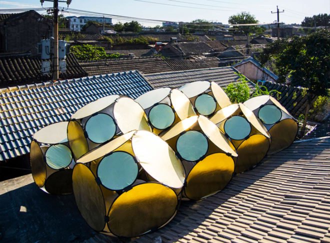 pop-up habitat, Repurposed materials, reflective panels, Architizer A+Awards, Temporary Structures, pop-up installations, modular installations, modular architecture, People’s Architecture Office, beijing architects