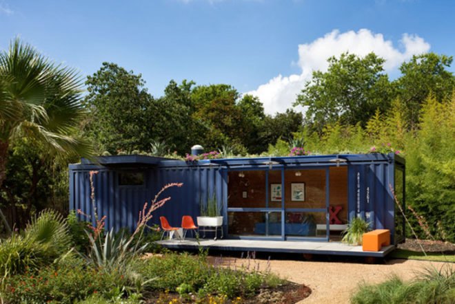 green design, eco design, sustainable design, JIm Poteet Architects, shipping container house, recycled soda caps, Stacey Hill San Antonio, recycled shipping containers, cargotecture