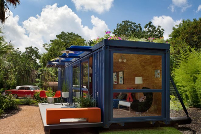 green design, eco design, sustainable design, JIm Poteet Architects, shipping container house, recycled soda caps, Stacey Hill San Antonio, recycled shipping containers, cargotecture