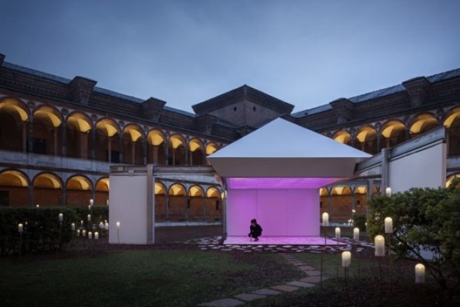 Torafu Architects, Sliding Nature Installation, Milan Design Week 2014, Panasonic exhibit, milan 2014, University of Milan, LED lighting