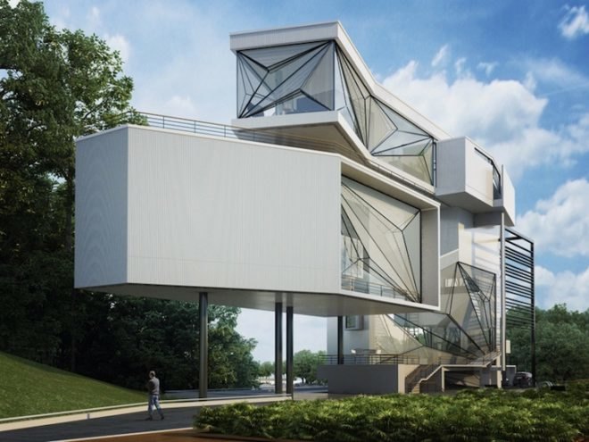 villa for an aviator, aviator, aviator architecture, aviator's villa, urban office architecture, airplane parts, salvaged airplane, airplane architecture, perforated screens, new york state, cantilevered bedroom, twisted geometry, simulate flight