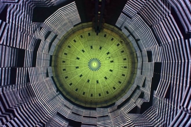 Urbanscreen, 320 Licht, Gasometer Oberhausen, Rhine, Germany, light installations, former gas tank, art installations, light and music installation in Germany, light projection