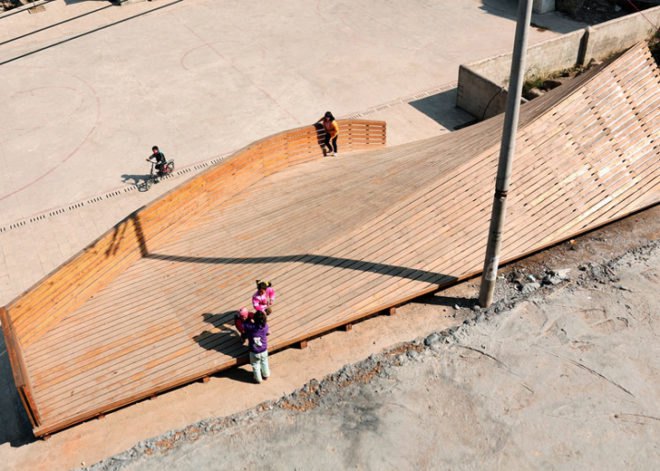 Shuanghe village community center, Yunnan earthquake reconstruction, polycarbonate doors, memorial plaza in China, Olivier Ottevaere, John Lin, University of Hong Kong, The Pinch community center, public library rooftop playground,