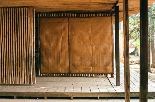 Thom Mun Community Center, Project Little Dream, Cambodia, Architizer A+ Popular Choice Award, New Futures Organisation, bamboo community center, volunteer construction in Cambodia, gabion wall filled with temple ruins, Cambodian community center