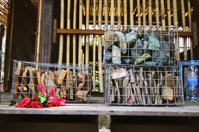 Thom Mun Community Center, Project Little Dream, Cambodia, Architizer A+ Popular Choice Award, New Futures Organisation, bamboo community center, volunteer construction in Cambodia, gabion wall filled with temple ruins, Cambodian community center