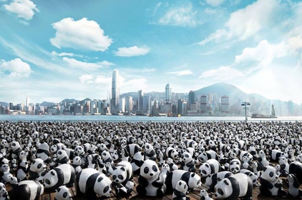green design, eco design, sustainable design, 1600 Pandas World Tour, Paulo Grangeon, 1600 Pandas World Tour Hong Kong, Clock Tower at the Hong Kong Cultural Piazza, Victoria Park HK, World Wildlife Fund