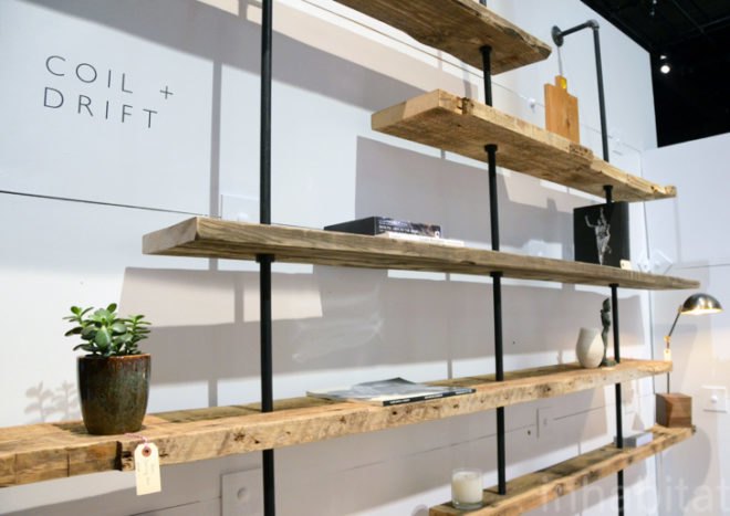 Coil + Drift, Hover Shelving Unit, bklyn designs, new york design week, bklyn designs 2014, sustainable design, green design, green furniture, reclaimed wood, sustainable furniture, green interiors, sustainable interiors, green products, eco friendly design, recycled materials, sustainable materials, nydw, new york design week 2014