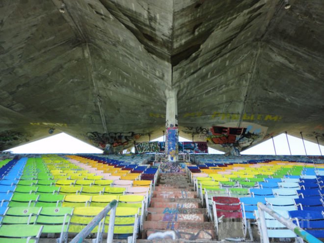 green design, eco design, sustainable design, Miami Marine Stadium, Friends of the miami marine stadium, graffiti, Logan Hicks, waterfront park Miami, passive design, Hilario Candela, adaptive reuse