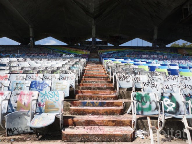 green design, eco design, sustainable design, Miami Marine Stadium, Friends of the miami marine stadium, graffiti, Logan Hicks, waterfront park Miami, passive design, Hilario Candela, adaptive reuse