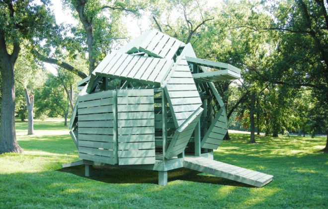 M-Velopes, M-Velopes transformable houses, Michael Jantzen Studio, transformable houses, wood houses, prefab architecture, art installation, experimental architecture, M-House Michael Jantzen, prefab wooden panels, sustainably-grown timber, timber art installations