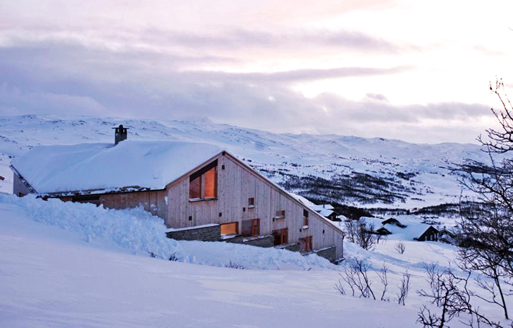 Photos by Nordic Office of Architecture Nordic Office of Architecture, Green-Roofed Moldegaard Cabin, green roofed, strong weather, L-shaped house, Nordic architecture, Norway, Architecture, Daylighting, green roof, Green Materials, local materials