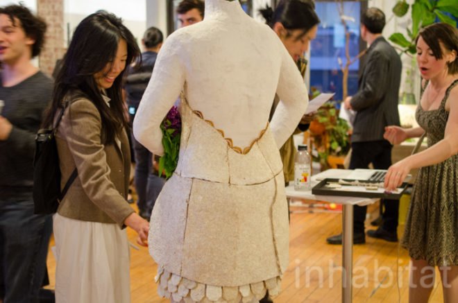 New York University, NYU, ITP, NYU ITP, Art, design, sustainable materials, green energy, ITP Spring Show 2014, ITP Spring Show, Growable Gown, clothes made from plants, Erin Smith, Sanniti Pimpley, PrintO-Bot, 2D printer, Tunnel Vision app, Bill Lindmeier, Bill Lindmeier, 3D Printing, 3D printers, Pamela Liou, 3D printed textiles, Fluid Geometry, Wyna Liu, smartphone app, iPhone, iPhone apps, MTA apps, navigation apps,