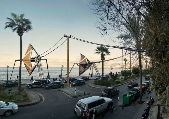 Najjar & Najjar Architects, IRIS, kinematic structures, sustainable architecture, energy harvesting, beirut, ocean energy , coastal protection,