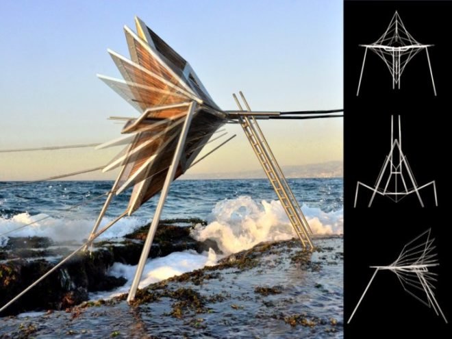 Najjar & Najjar Architects, IRIS, kinematic structures, sustainable architecture, energy harvesting, beirut, ocean energy , coastal protection,