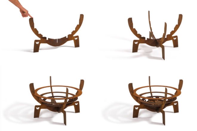 FIREWALKWITHME, Nik Baeyens, fire basket, camping, green design, sustainable design, corten steel, outdoor furniture, green furniture, flatpack, flatpack design