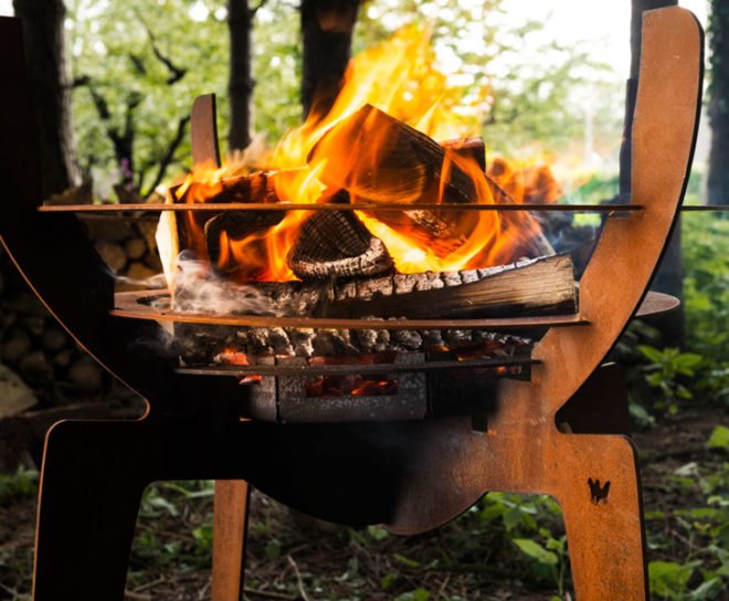FIREWALKWITHME, Nik Baeyens, fire basket, camping, green design, sustainable design, corten steel, outdoor furniture, green furniture, flatpack, flatpack design