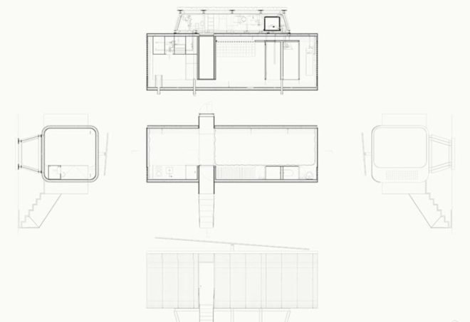 cannata fernandes architects, prefab, modular building, disaster-relief housing, temporary housing, temporary building, self-constained building, self-sustained module, zero infrastructure building, built-in foundation, built-in water and sewer system, built-in electrical system, photovoltaic panels, solar batteries, 3 day electric supply, 3 day water supply