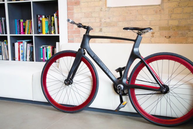 Vanhawks Valour bike, Valour bike, carbon fiber bike, Ultra-light bicycles, smart bike design, bike apps, green technology, bicycle design, Canadian design, Kickstarter bikes, bike blind spots, Vanhawks app