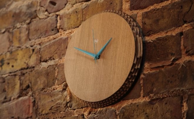 Liquid design, cardboard furniture, cardboard table, cardboard clock, corrugated cardboard, oak laminated veneer, walnut laminated veneer, ICFF 2014, sustainable furniture, environmentally friendly furniture, edge furniture, edge cardboard furniture