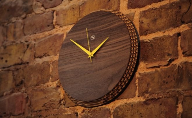 Liquid design, cardboard furniture, cardboard table, cardboard clock, corrugated cardboard, oak laminated veneer, walnut laminated veneer, ICFF 2014, sustainable furniture, environmentally friendly furniture, edge furniture, edge cardboard furniture
