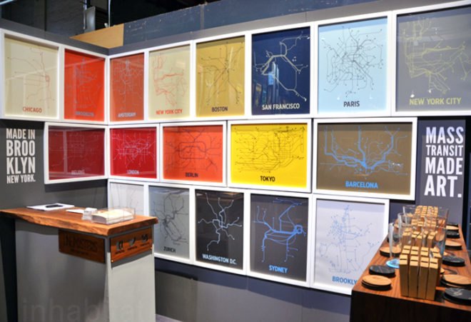 Mass Transit Made Art, Subway Map Prints, bklyn designs, new york design week, bklyn designs 2014, sustainable design, green design, green furniture, reclaimed wood, sustainable furniture, green interiors, sustainable interiors, green products, eco friendly design, recycled materials, sustainable materials, nydw, new york design week 2014
