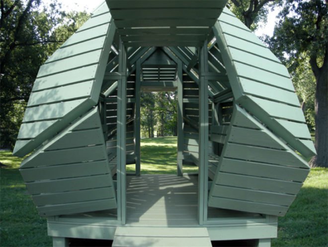 M-Velopes, M-Velopes transformable houses, Michael Jantzen Studio, transformable houses, wood houses, prefab architecture, art installation, experimental architecture, M-House Michael Jantzen, prefab wooden panels, sustainably-grown timber, timber art installations