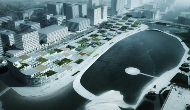 Schmidt hammer lassen, Schmidt hammer lassen architects, green roofs, Ningbo, Ningbo labor union, Ningbo cultural hub, design competition, Ningbo home of staff, home of staff center, terraced building, green roof terraces, table tennis center, chinese architecture, Ningbo architecture