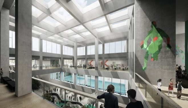 Schmidt hammer lassen, Schmidt hammer lassen architects, green roofs, Ningbo, Ningbo labor union, Ningbo cultural hub, design competition, Ningbo home of staff, home of staff center, terraced building, green roof terraces, table tennis center, chinese architecture, Ningbo architecture