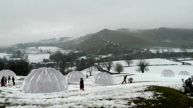 Abeer Seikaly, weaving inspired tents, pop up tents, refugee shelters, disaster zones, honeycomb design, transportables, disaster relief, solar powered tent, solar hot water, Lexus Design Awards, Weaving a Home, fold up shelter, pop up shelter