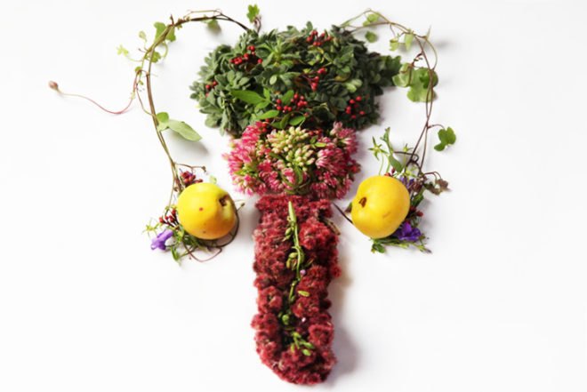 Camila Carlow, human organs, wild plants, art, botanical, biodegradable art, berries, moss