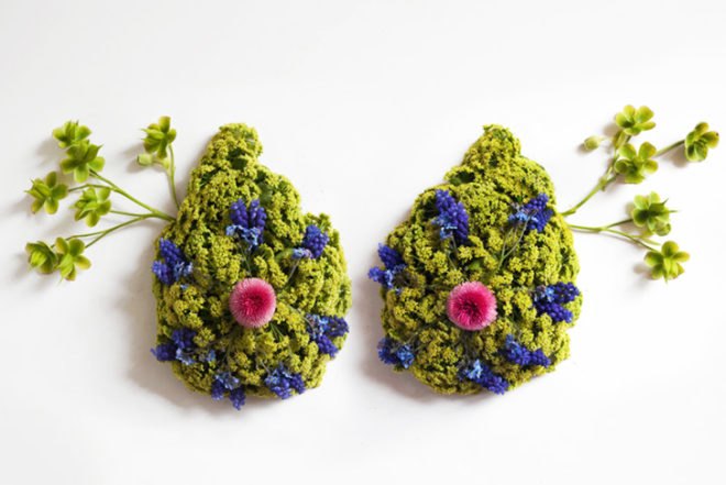 Camila Carlow, human organs, wild plants, art, botanical, biodegradable art, berries, moss