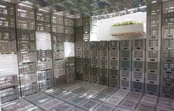 Lebanese American University, emergency shelter, plastic crates, reused plastics, plastic emergency shelter, temporary structure, temporary architecture, temporary shelters, Richard Douzjian