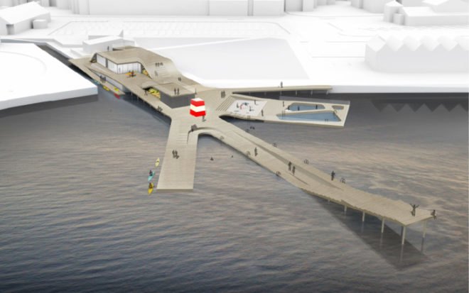 Faaborg Harbour Bath, Faaborg Harbour Bath Denmark, Denmark waterfront, Denmark architecture, pier design, branching pier Denmark, marine architecture, JDSA architecture, harbor architecture