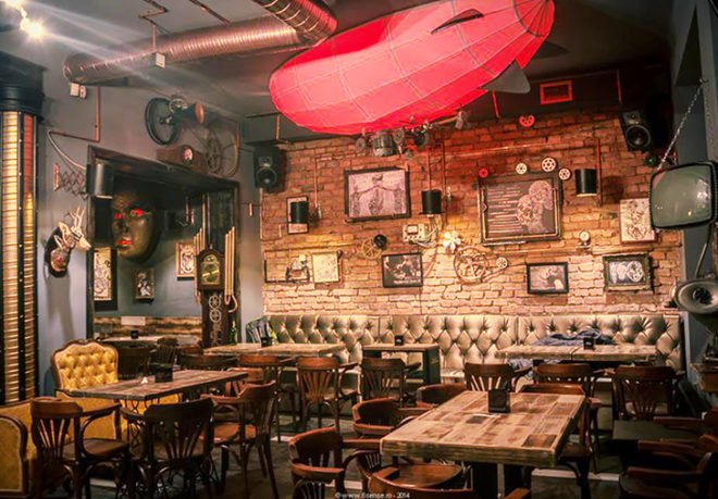 green design, eco design, sustainable designm Joben Bistro, steampunk, 6th sense design, zeppelin light, up cycled interiors