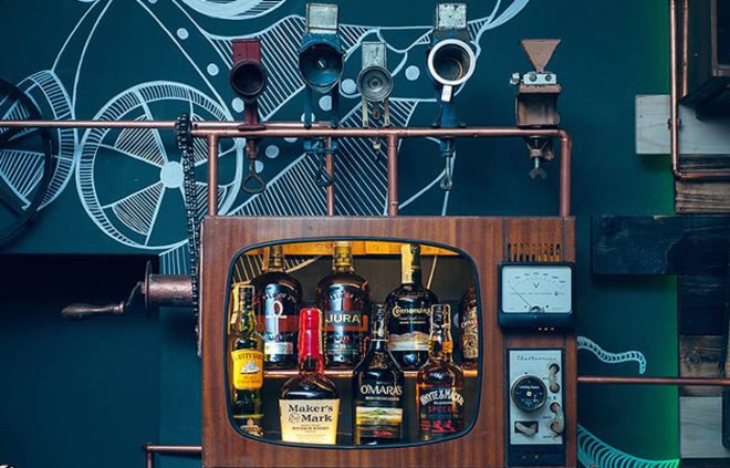 green design, eco design, sustainable designm Joben Bistro, steampunk, 6th sense design, zeppelin light, up cycled interiors