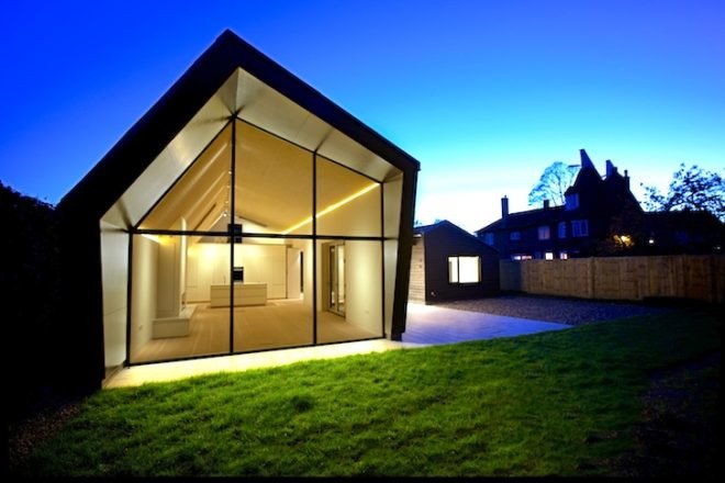 Nash baker architects, kent, bourne lane, bourne lane house, kent countryside, kent barns, barn-like wings, code for sustainable homes, lifetime home standards, douglas fir, cross laminated timber, green roof, natural light, gable windows