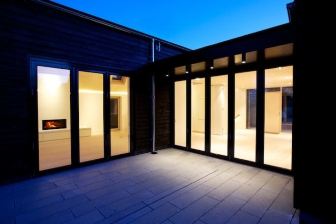 Nash baker architects, kent, bourne lane, bourne lane house, kent countryside, kent barns, barn-like wings, code for sustainable homes, lifetime home standards, douglas fir, cross laminated timber, green roof, natural light, gable windows