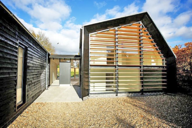 Nash baker architects, kent, bourne lane, bourne lane house, kent countryside, kent barns, barn-like wings, code for sustainable homes, lifetime home standards, douglas fir, cross laminated timber, green roof, natural light, gable windows