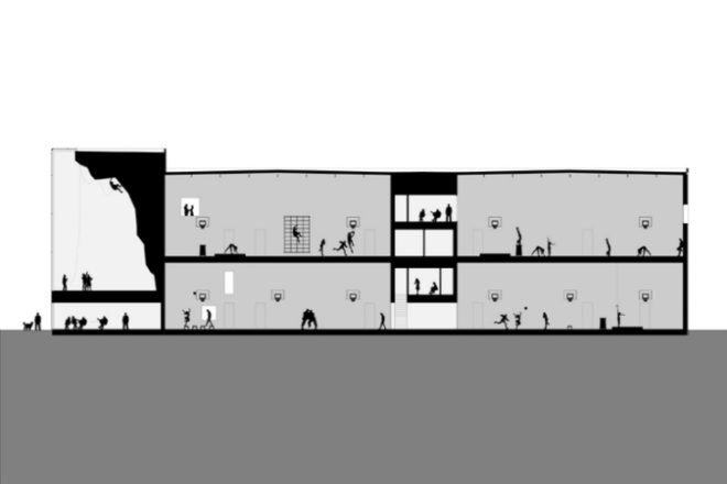 Spordtgebouw, NL Architects, sports center, gymnasium, climbing gym, leerpark, dordtrecht, the netherlands