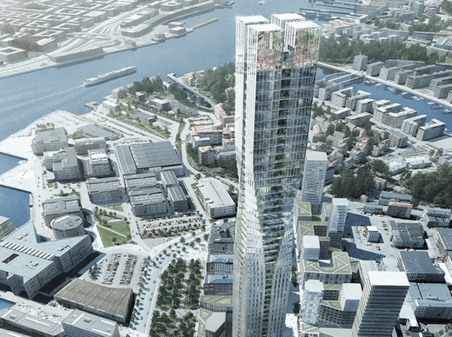 SOM Architects, Polestar Tower, Pole Star Tower, Sweden, Gothenburg, Scandinavia, Skidmore Owings and Merrill, tallest building in Sweden, COWI, 60-storey skyscraper,