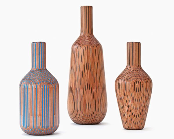 Studio Markunpoika, Faber-Castell, recycled pencils, wooden vases, Tuomas Markunpoika, Design Academy Eindhoven, art, craft, laith