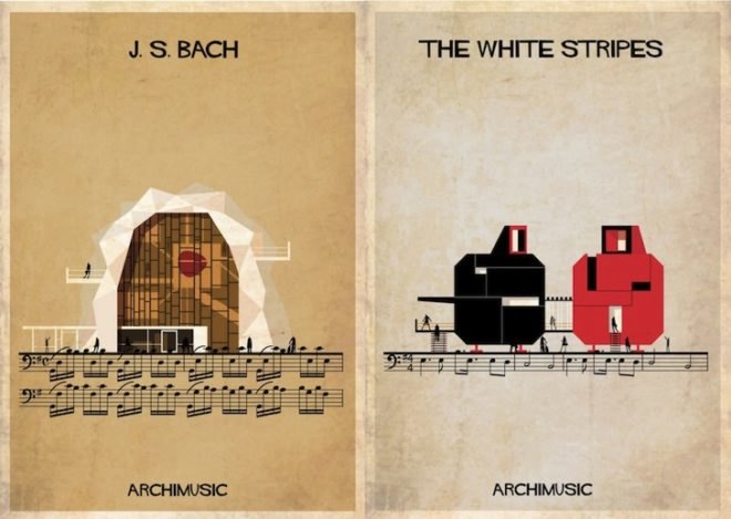 Federico babina, archimusic, architecture illustrations, david bowie buiding, Mozart building music inspired architecture, music inspired buildings, architecture art, music and architecture