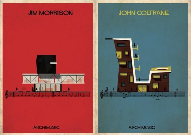 Federico babina, archimusic, architecture illustrations, david bowie buiding, Mozart building music inspired architecture, music inspired buildings, architecture art, music and architecture