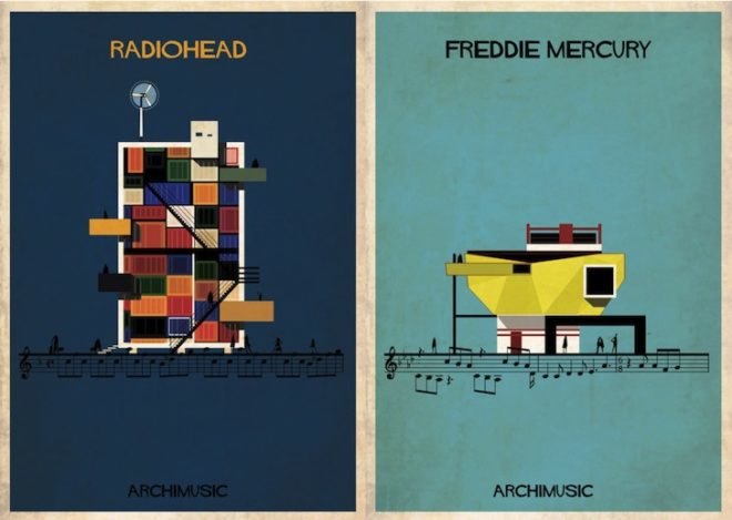 Federico babina, archimusic, architecture illustrations, david bowie buiding, Mozart building music inspired architecture, music inspired buildings, architecture art, music and architecture