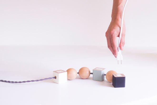 green design, sustainable design, ion, power cord, multi-outlet, OKUM, maple wood, made in the USA