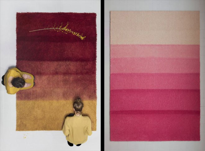Re-vive Rugs by rENs and Desso, circular economy, hand-dyed recycled carpets, recycled rugs, recycled materials, remanufactured materials, reused materials