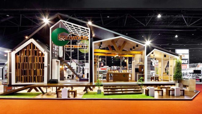 Apostrophy’s pavilion, Apostrophy’s Conwood, Conwood material, Conwood wood replacement, eco-friendly wood material, eco-friendly wood replacement product, sustainable building materials, pavilion architecture, Architect Expo 2014 Bangkok